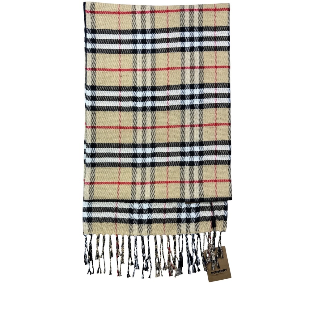 Burberry London England Scarf Classic Check Plaid Fringed Edge - Picture 2 of 11